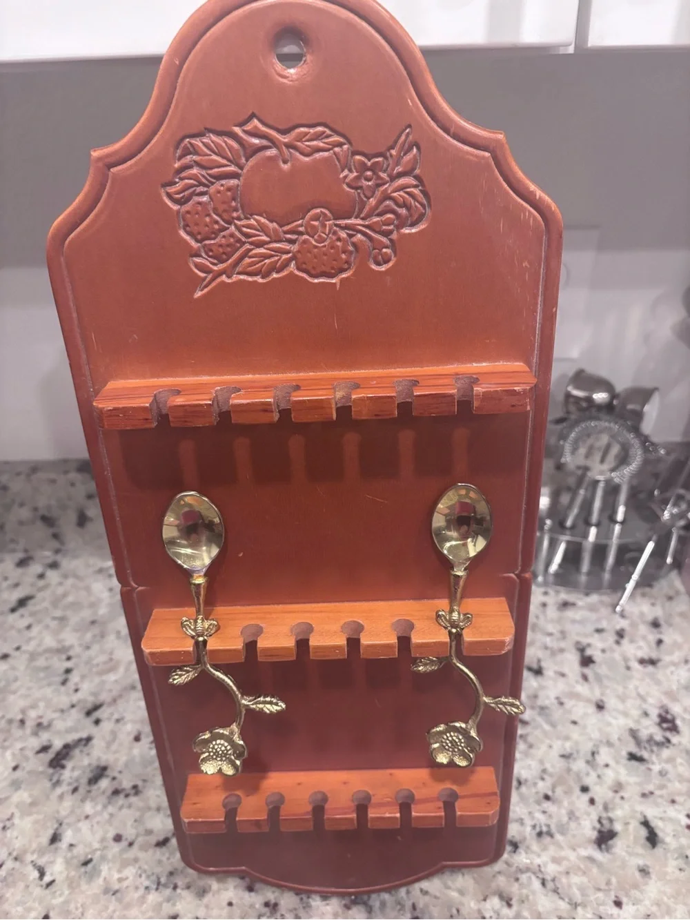 Vintage Wooden Spoon Display rack 1980s cottagecore grandmacore farmhouse cabin
